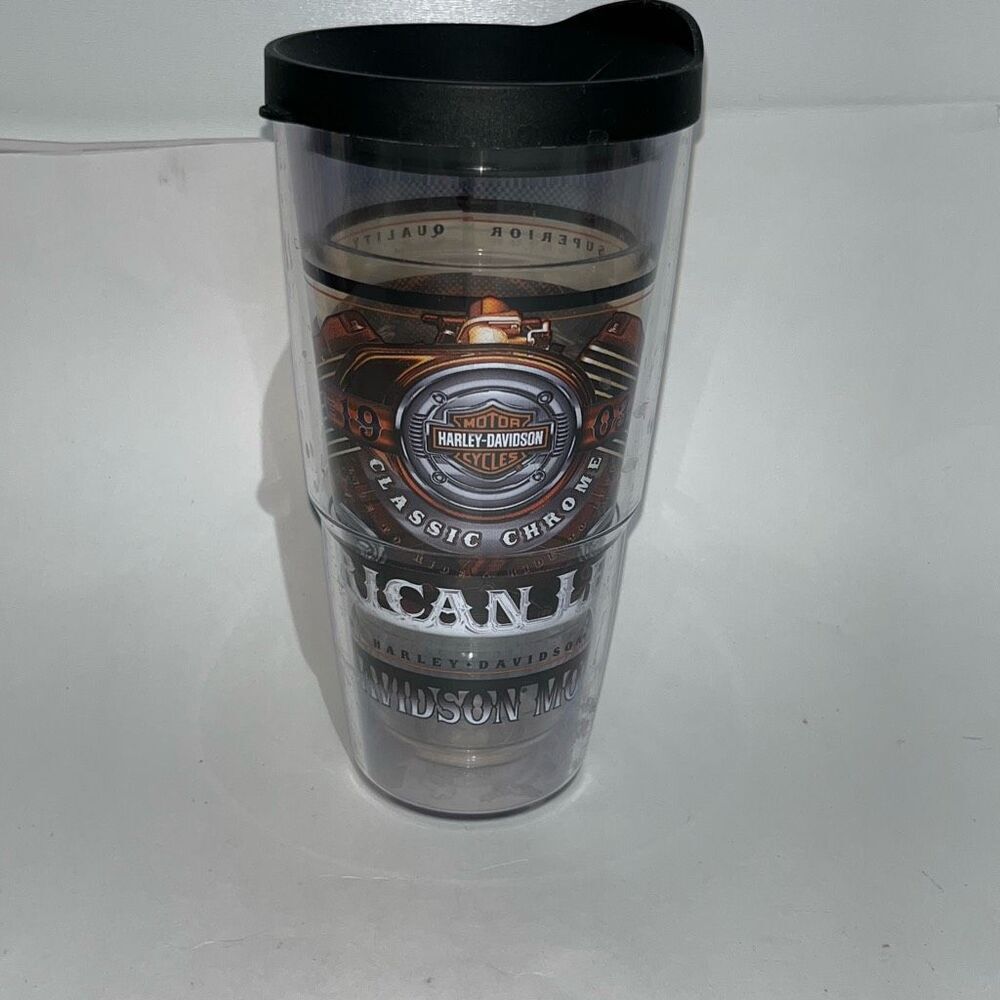 Harley-Davidson Tervis Tumbler 24oz Insulated Travel Cup Classic Chrome Logo Lid